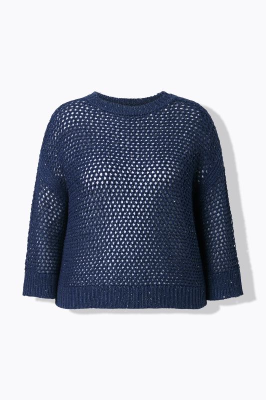 Pull en maille scintillante, modèle oversize, col rond et manches 3/4
