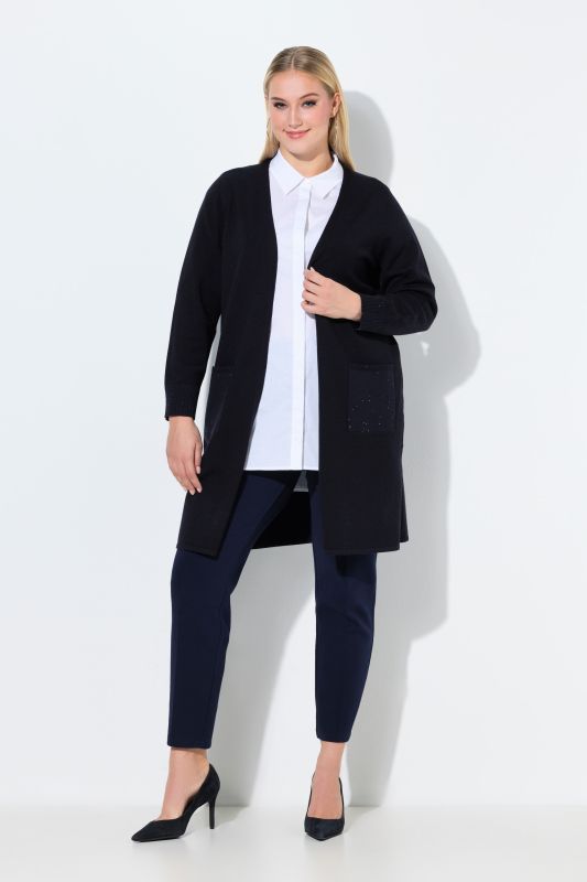 Cardigan encolure en V et manches longues, petits strass