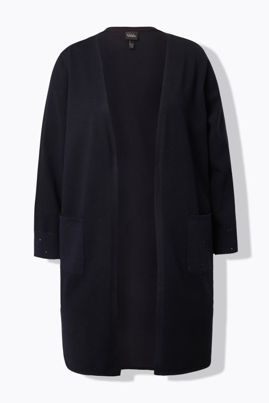 Cardigan encolure en V et manches longues, petits strass