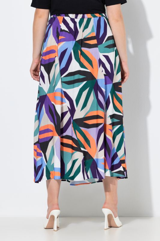 Jupe maxi motif à fleurs, taille élastique et coupe évasée