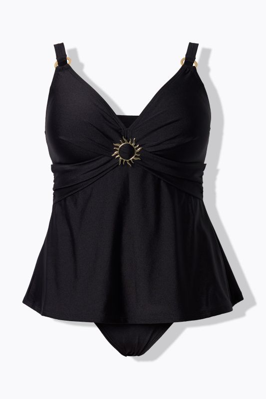 Tankini avec bonnets souples et bretelles ajustables, broche soleil