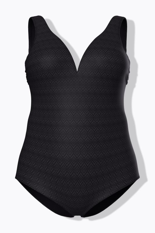 Maillot de bain avec bonnets souples, tissu texturé motif losanges et matière recyclée