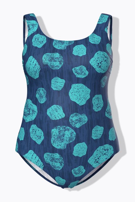 Maillot de bain motif grands points, sans bonnets souples, décolleté rond