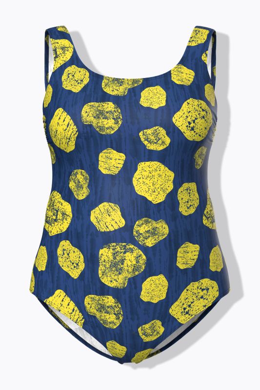 Maillot de bain motif grands points, sans bonnets souples, décolleté rond