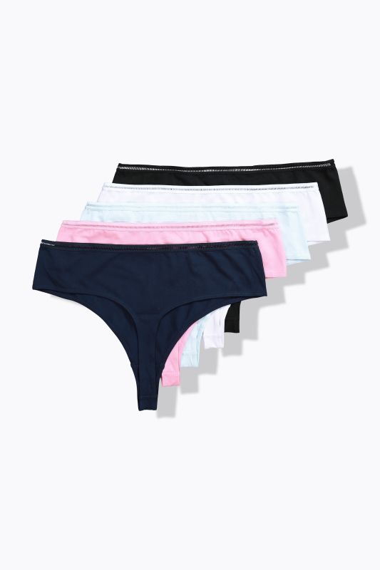 Lot de 5 strings, petit liseré fantaisie