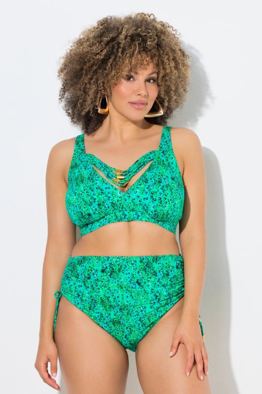 Tankini bonnets souples, motif léopard et cordons fantaisie