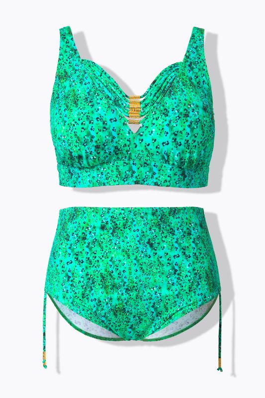 Tankini bonnets souples, motif léopard et cordons fantaisie