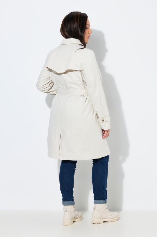 Trench-coat en tissu micropeach, ceinture à nouer, coupe évasée