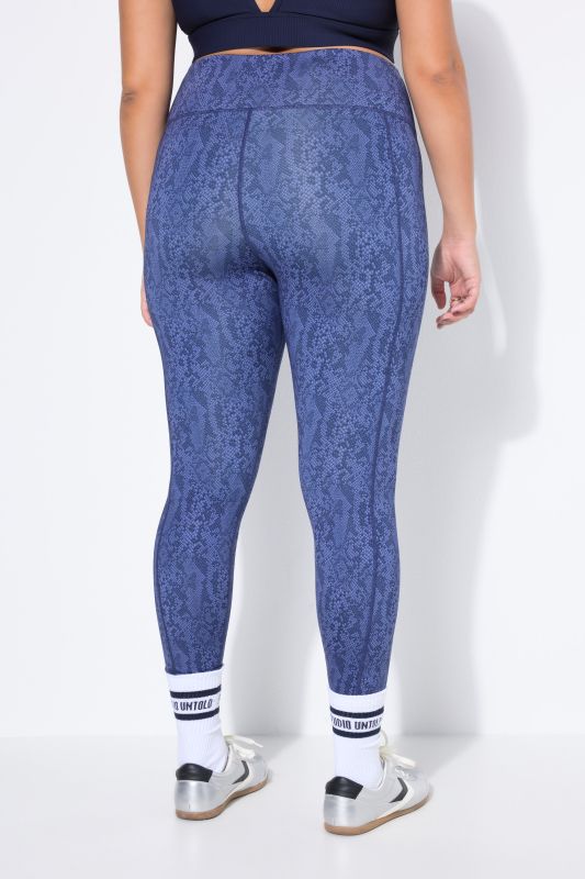 Collant de sport taille haute et longueur chevilles, imprimé peau de serpent et poche latérale