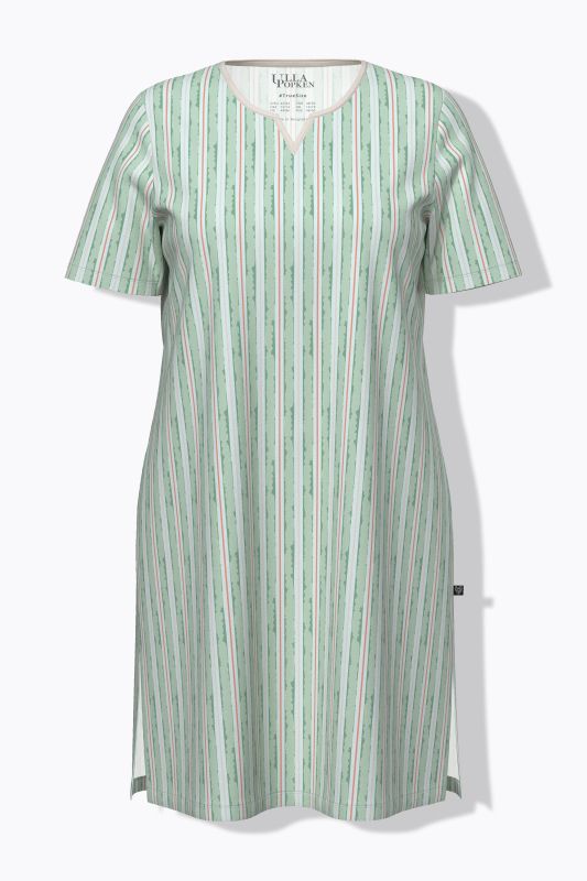 Lot de 2 grands t-shirts/chemises de nuit, rayures/lapin, col rond/tunisien et manches courtes