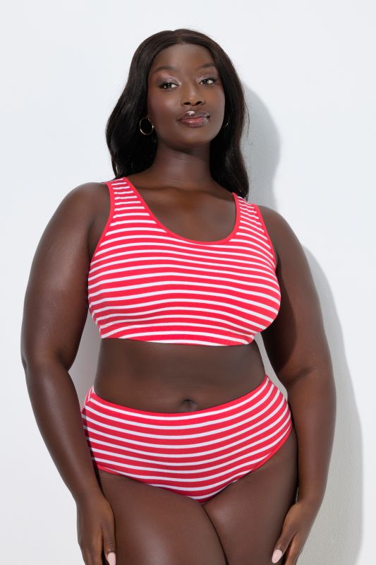 Lot de 2 brassières en coton bio, rayures/unie