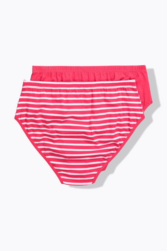 Lot de 2 culottes midi en coton bio, rayures/unie