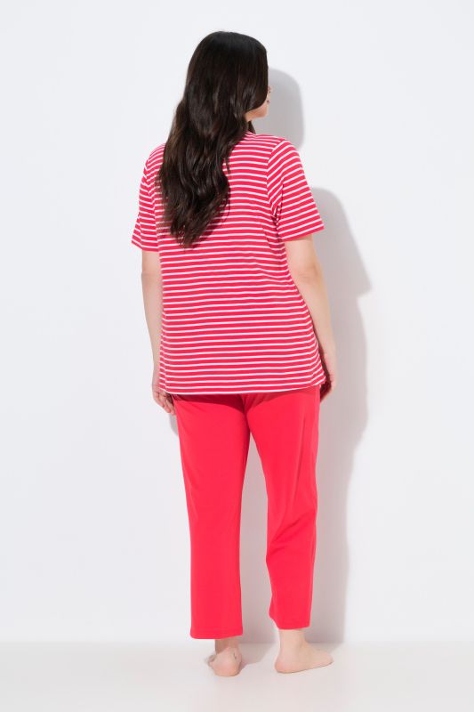 Pyjama 2 pièces en coton bio, pantalon + T-shirt col rond et manches courtes