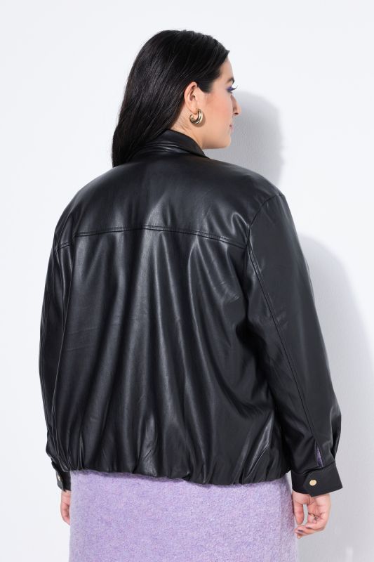 Blouson oversize en simili, fermeture zippée et doublure intégrale