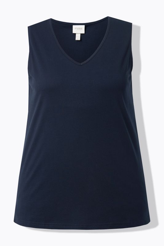 Débardeur en coton bio, modèle sans manches avec col en V, coupe Classic Fit