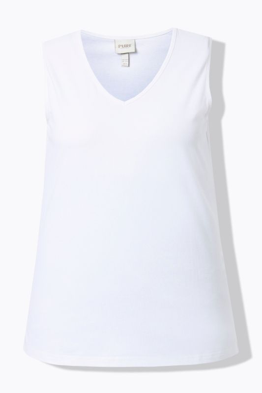 Débardeur en coton bio, modèle sans manches avec col en V, coupe Classic Fit