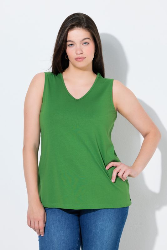 Débardeur en coton bio, modèle sans manches avec col en V, coupe Classic Fit