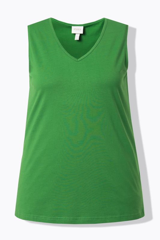 Débardeur en coton bio, modèle sans manches avec col en V, coupe Classic Fit