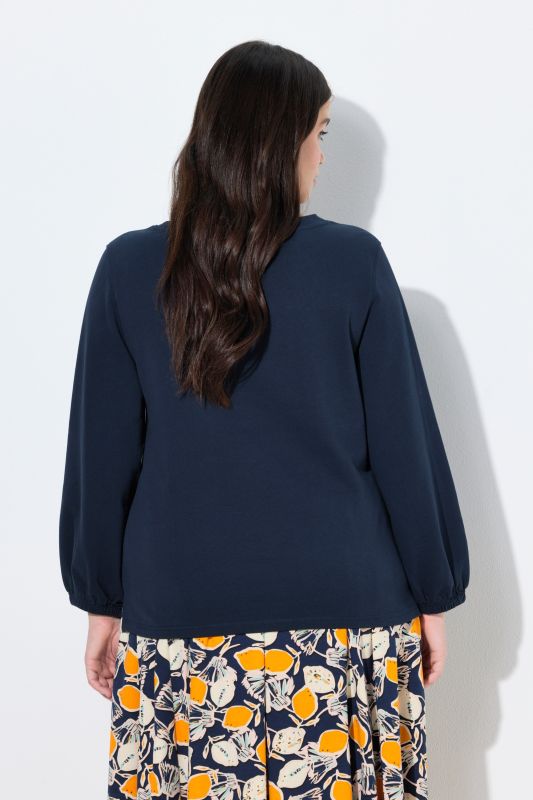 Sweat-shirt en coton bio, encolure bateau et manches longues ballon