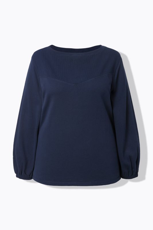 Sweat-shirt en coton bio, encolure bateau et manches longues ballon