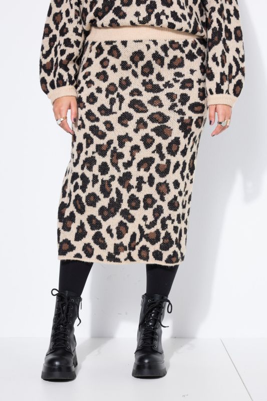 Jupe en maille, motif léopard, longueur maxi et coupe Slim Shape