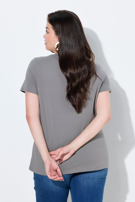 T-shirt en coton bio, fleurs en crochet, décolleté rond et manches courtes