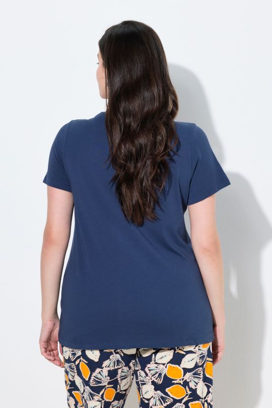 T-shirt en coton bio, fruits en perles fantaisie, décolleté rond et manches courtes