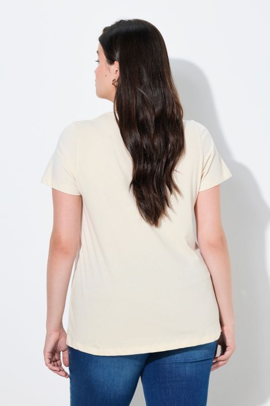 T-shirt en coton bio, fruits en perles fantaisie, décolleté rond et manches courtes