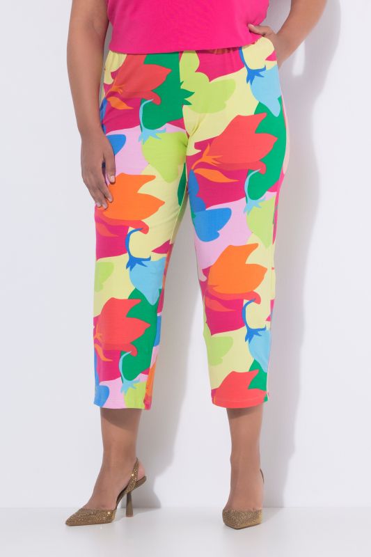 Pantalon 7/8 en jersey, imprimé coloré, jambe large et taille élastique.