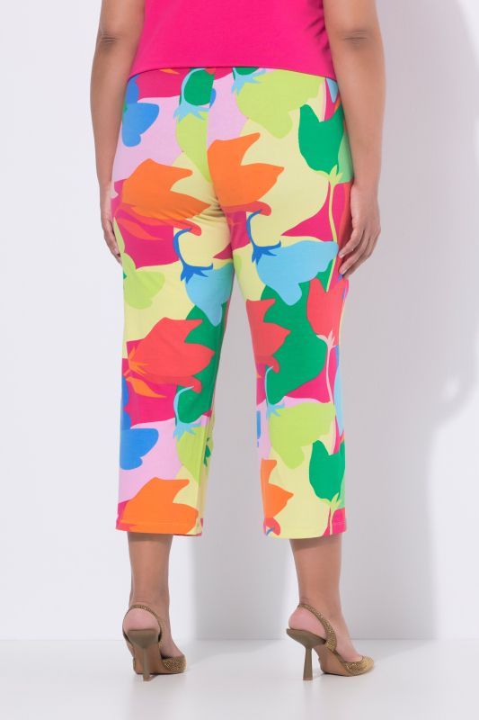 Pantalon 7/8 en jersey, imprimé coloré, jambe large et taille élastique.