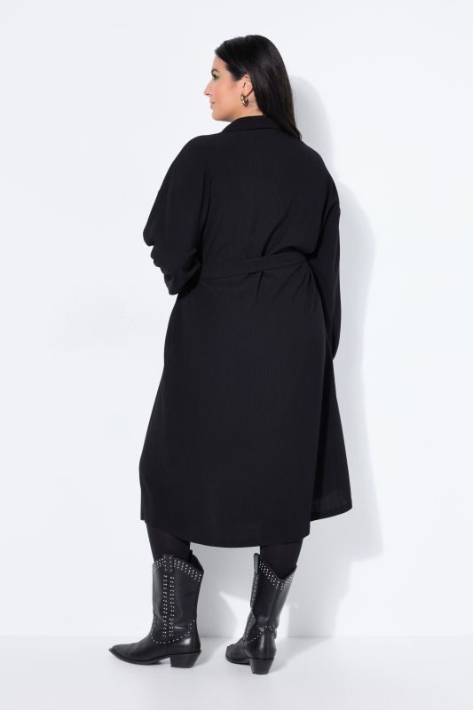 Robe chemisier coupe évasée, col chemise et ceinture à nouer