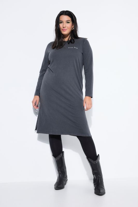 Robe midi en jersey, imprimés (petit sur le devant, grand derrière), coupe évasée