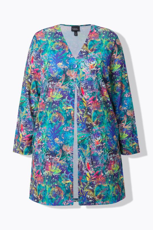 Veste en jersey, encolure en V et manches longues, coupe évasée