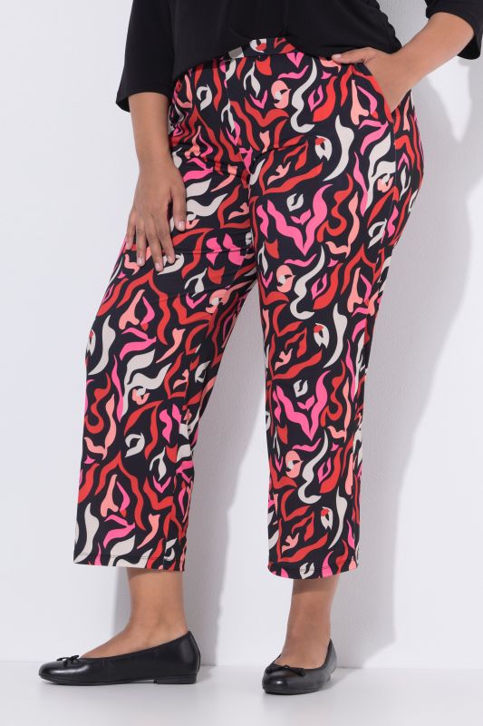 Pantalon 7/8 en jersey, motif zébré, jambe large et taille élastique