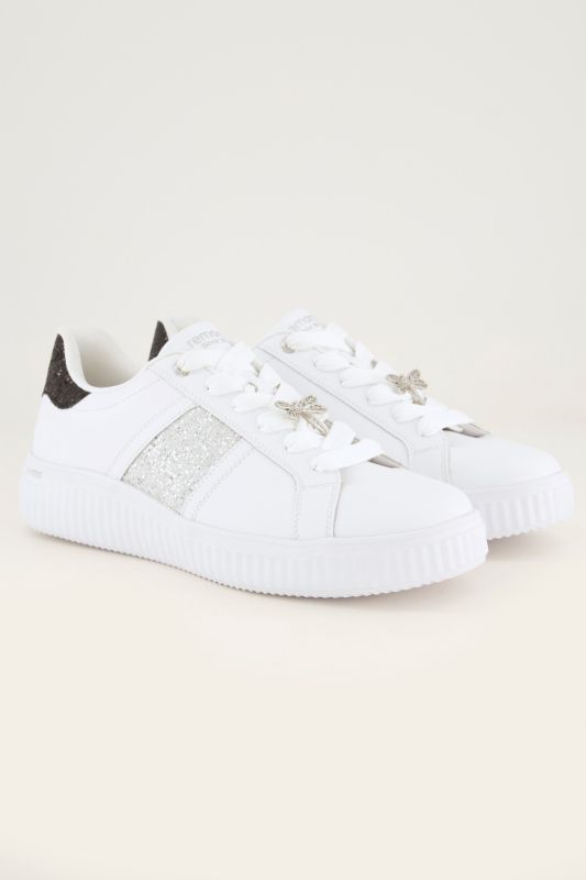 Sneakers en cuir Remonte, bande scintillante, semelle intérieure amovible - largeur G