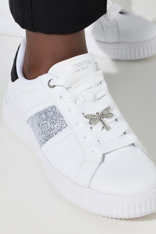 Sneakers en cuir Remonte, bande scintillante, semelle intérieure amovible - largeur G