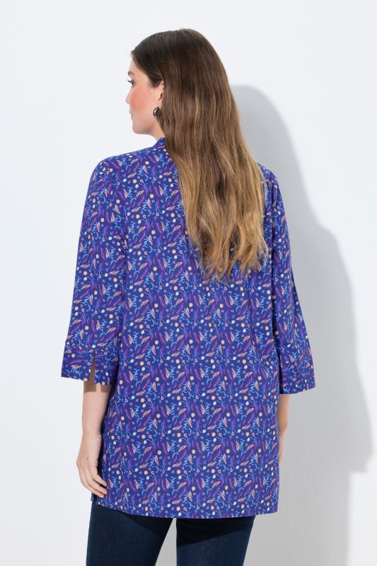 T-shirt motif cachemire, col en V et manches 3/4