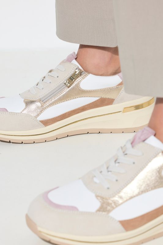 Sneakers en cuir Caprice, fermeture zippée, semelle de propreté amovible - largeur H