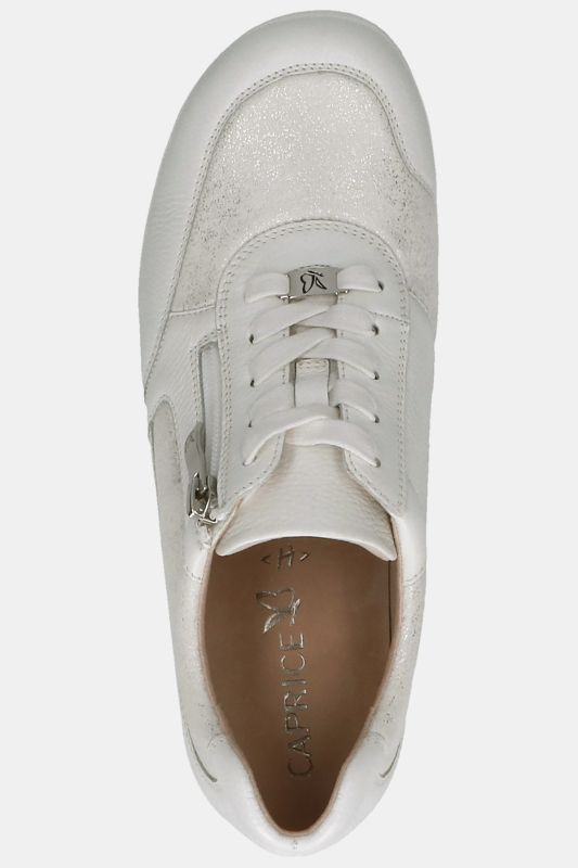 Sneakers en cuir Caprice, fermeture zippée, semelle de propreté amovible - largeur H