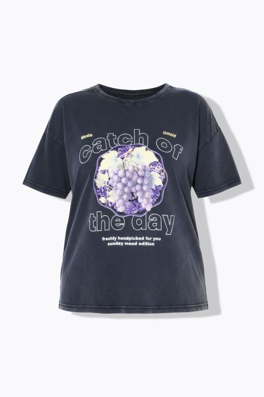 T-shirt manches courtes, imprimé raisins et style vintage