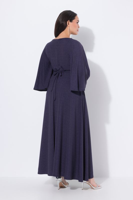 Robe de soirée avec drapé, longueur maxi, décolleté V et manches courtes papillon