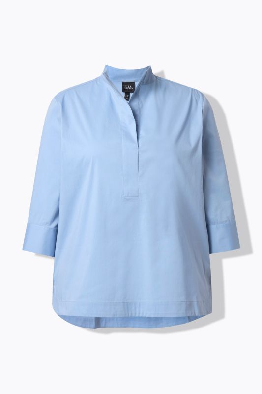 Blouse avec large patte, col montant et manches 3/4