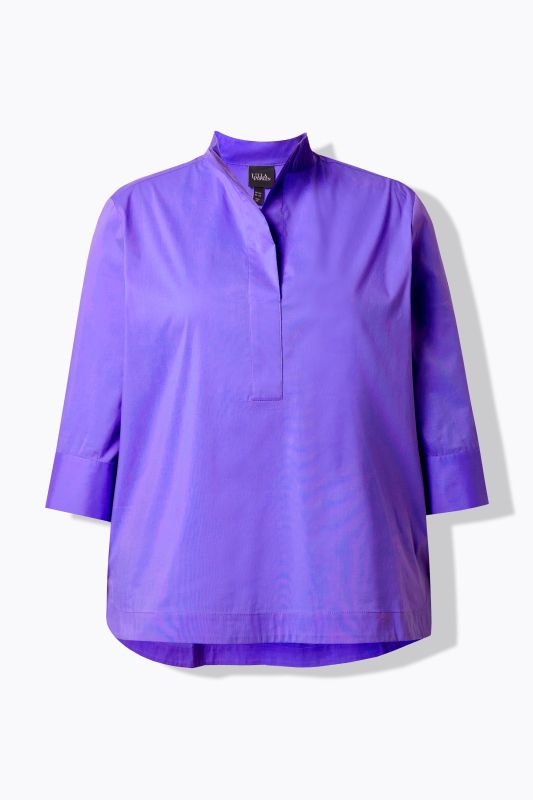 Blouse avec large patte, col montant et manches 3/4