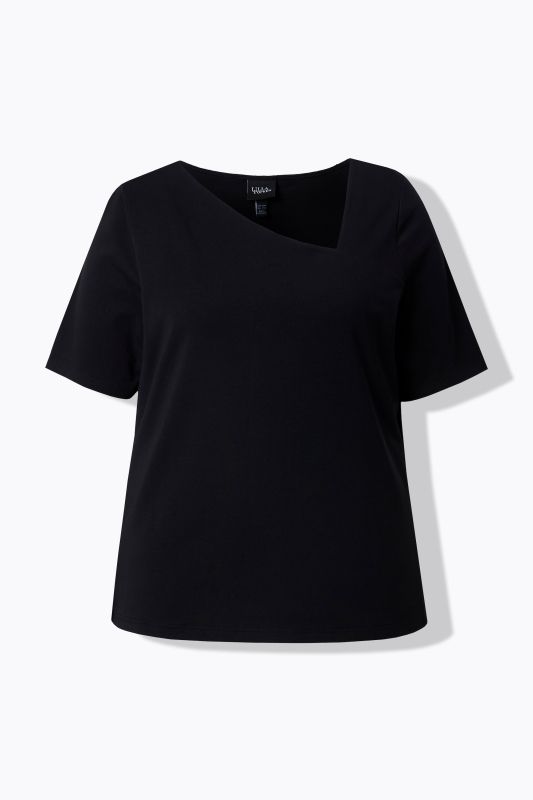 T-shirt coupe Classic Fit, col en V asymétrique et manches courtes