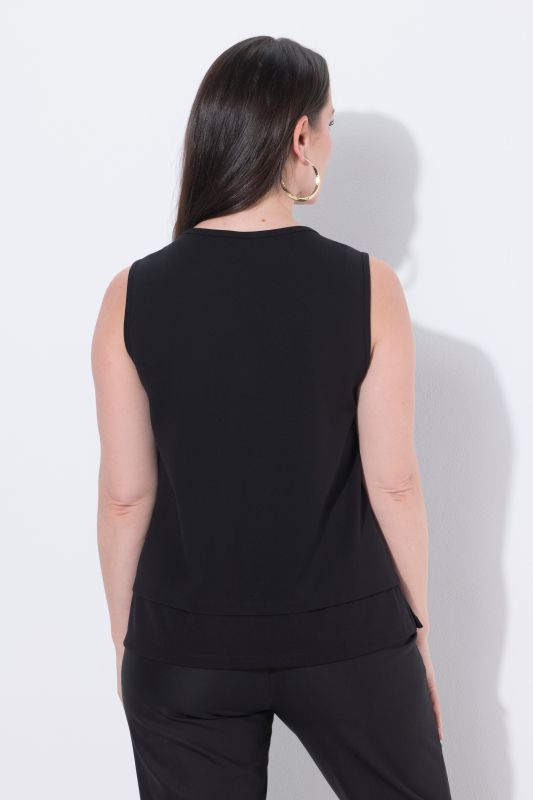 Débardeur point de Rome, col en V et coupe évasée, modèle sans manches