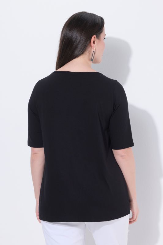 T-shirt manches courtes et encolure bateau, motif fantaisie en petits sequins