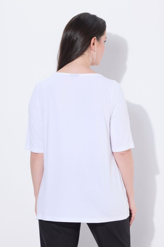 T-shirt manches courtes et encolure bateau, motif fantaisie en petits sequins