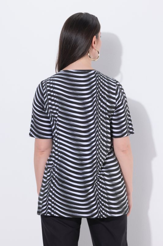 T-shirt en coton Pima, décolleté rond et manches courtes, coupe évasée