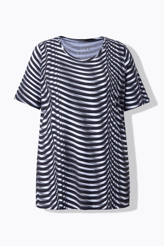 T-shirt en coton Pima, décolleté rond et manches courtes, coupe évasée