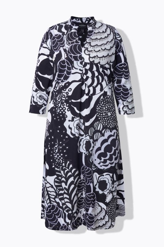 T-shirt au tombé fluide, motif graphique, décolleté en V et manches 3/4